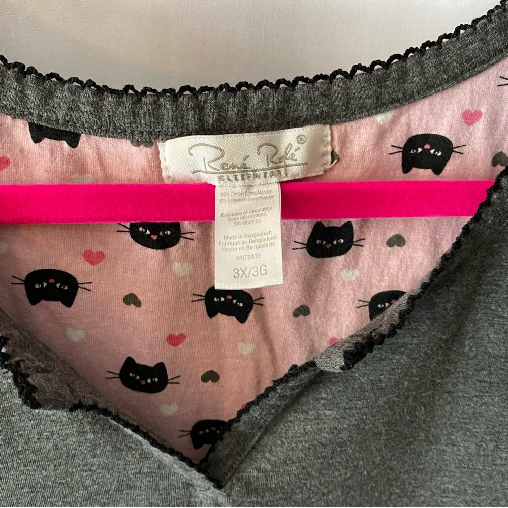 Gray and Pink Cat-Themed Womans Pjs - Picture 8 of 8
